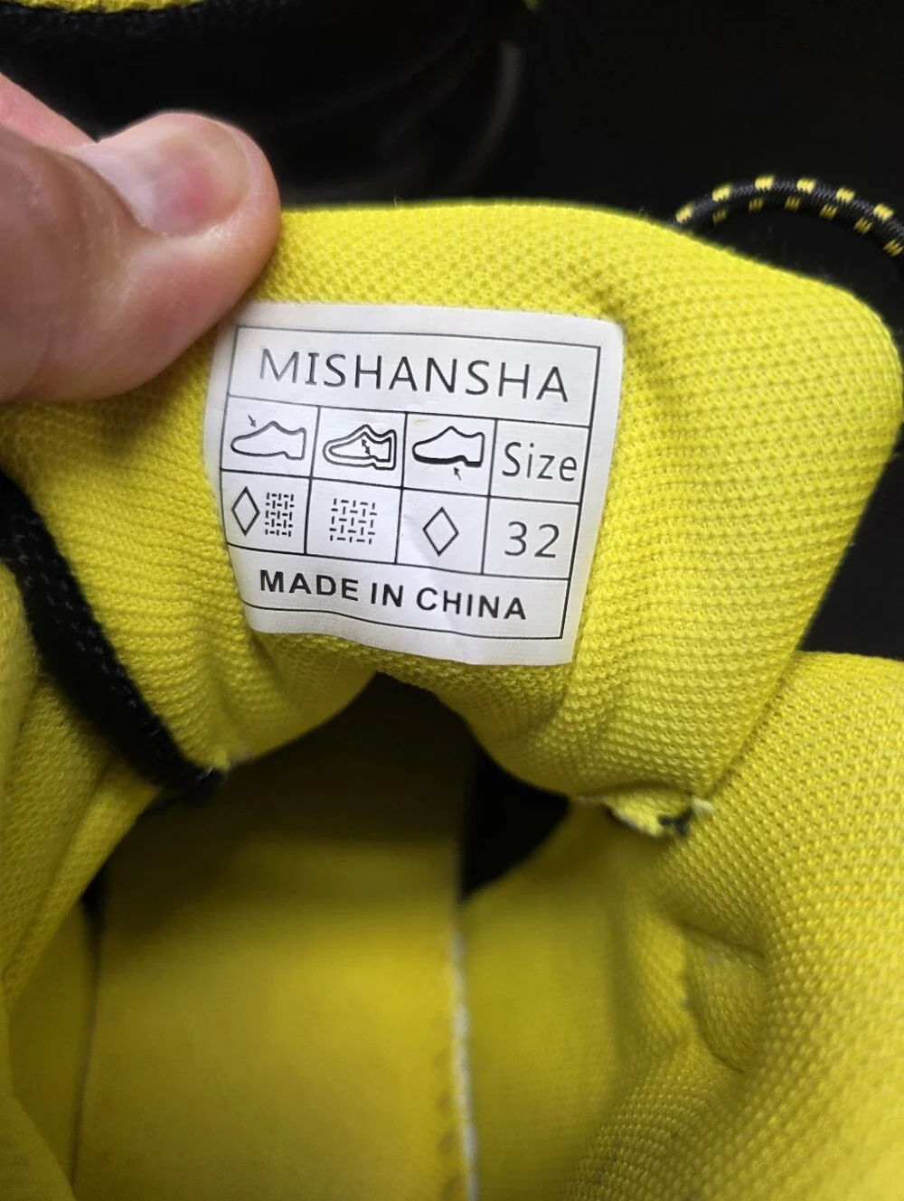 Mishansha Kids Hiking Boots Size EU 32 (US 1-1.5) Grey/Yellow High-Top Trail Sho